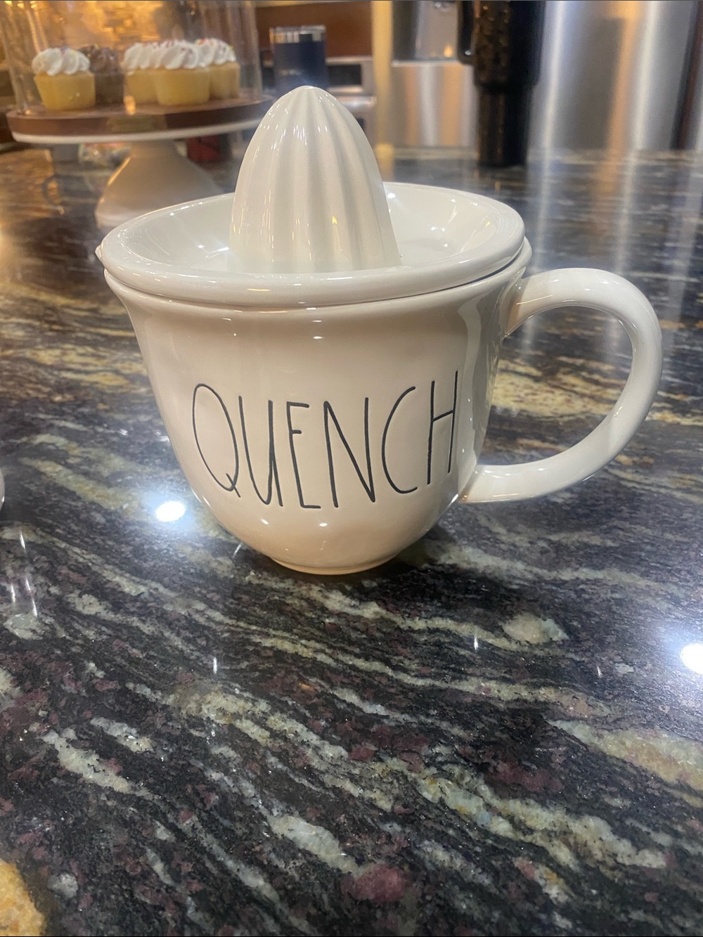 Rae Dunn White "QUENCH" Citrus Juicer Mug